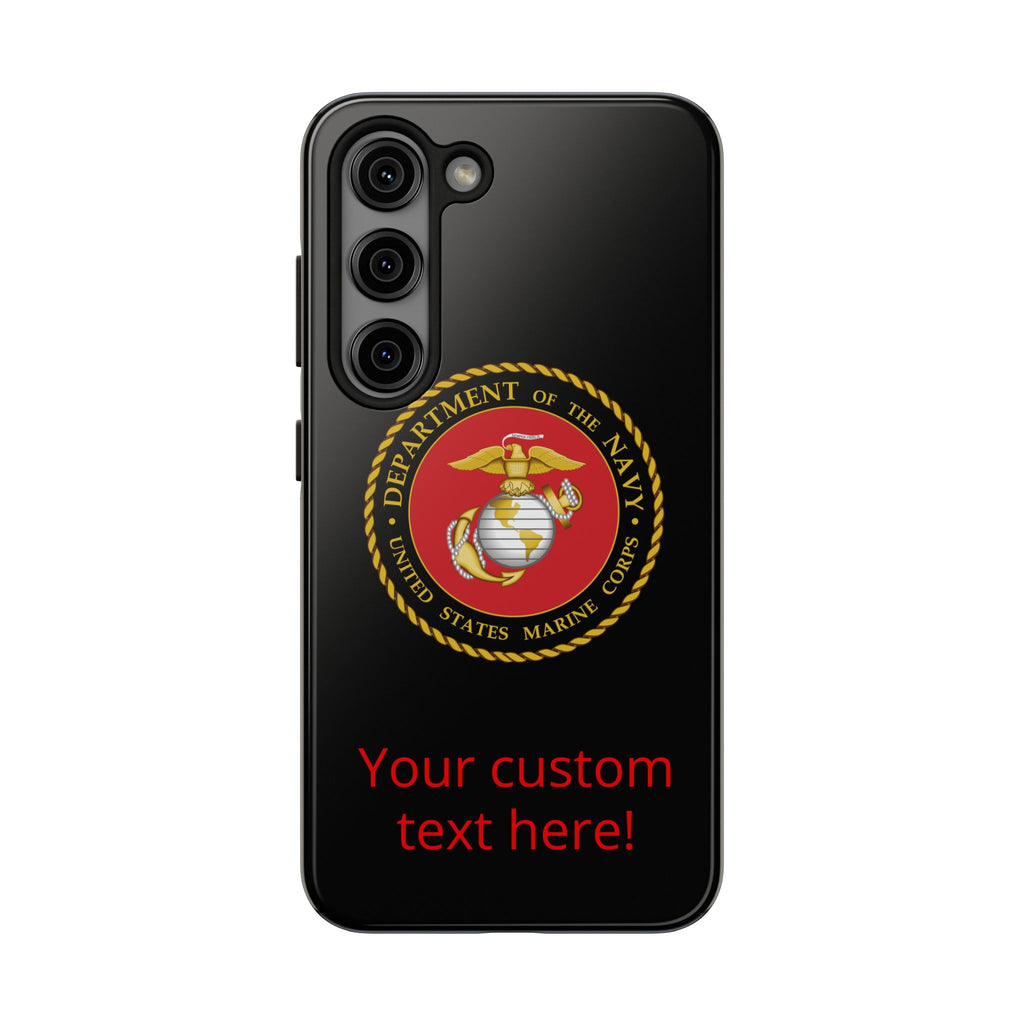 USMC Emblem Tough Phone Case — Custom Text Military iPhone Protector