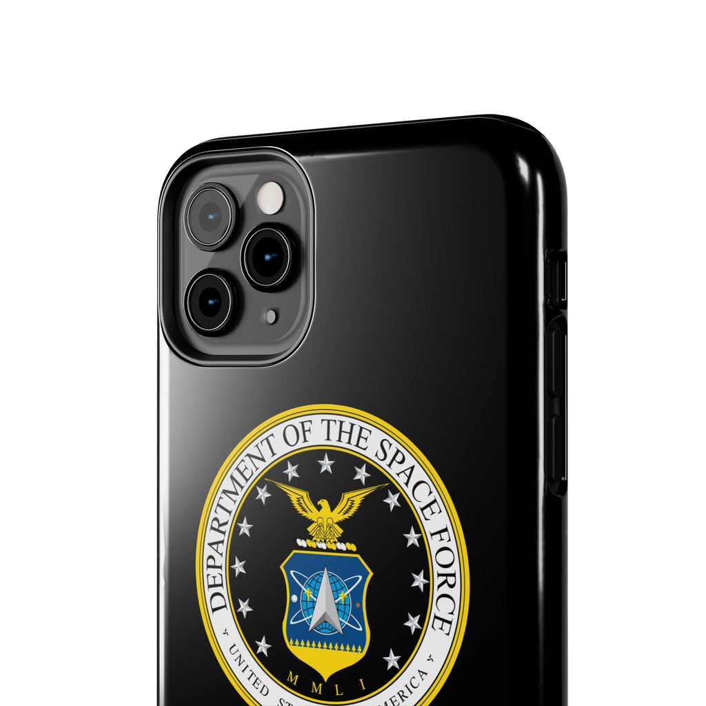 Space Force Tough Phone Case — Custom Text Military Emblem Protective Case