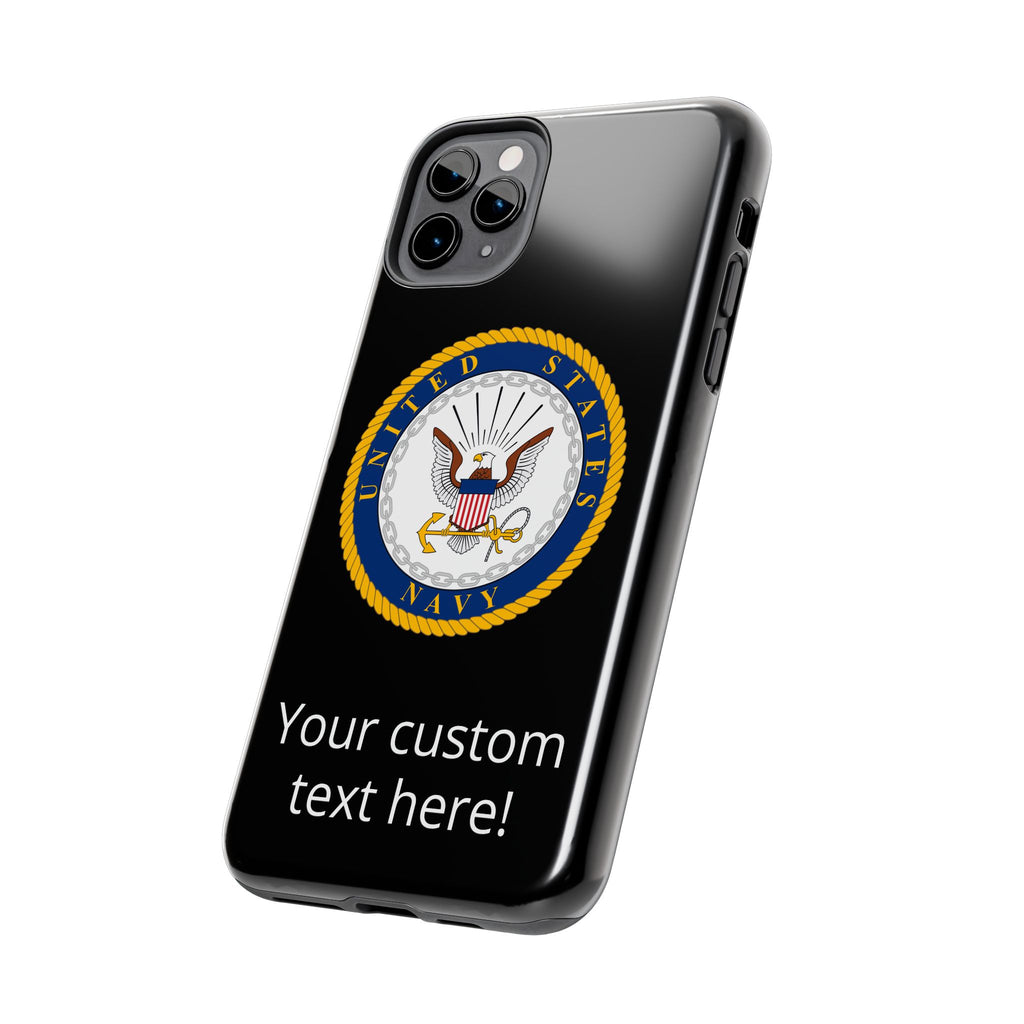 Navy Emblem Tough Phone Case — Custom Text Military iPhone Cover