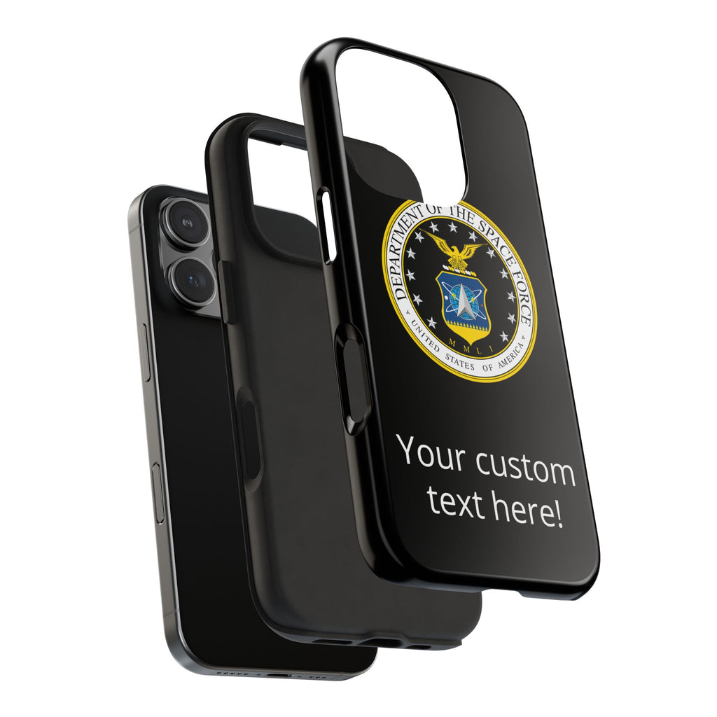 Space Force Tough Phone Case — Custom Text Military Emblem Protective Case