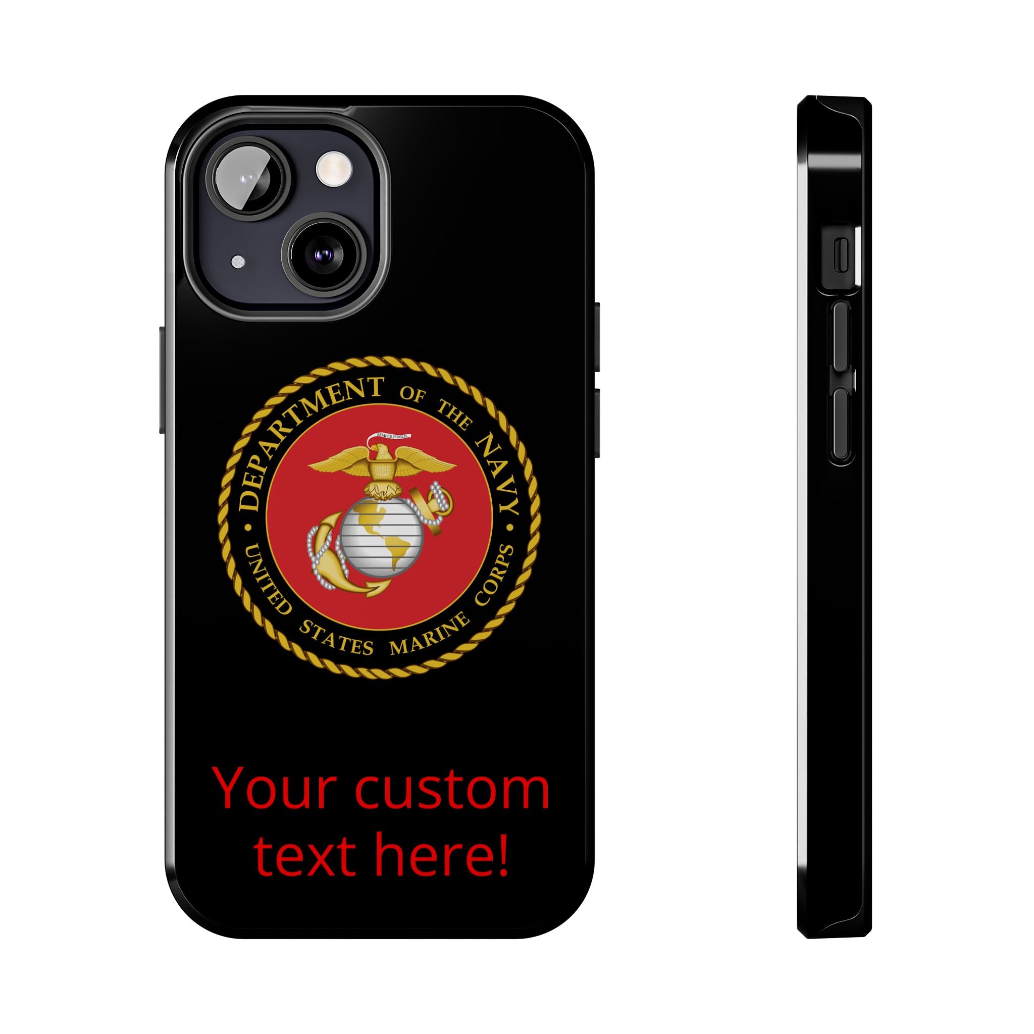 USMC Emblem Tough Phone Case — Custom Text Military iPhone Protector