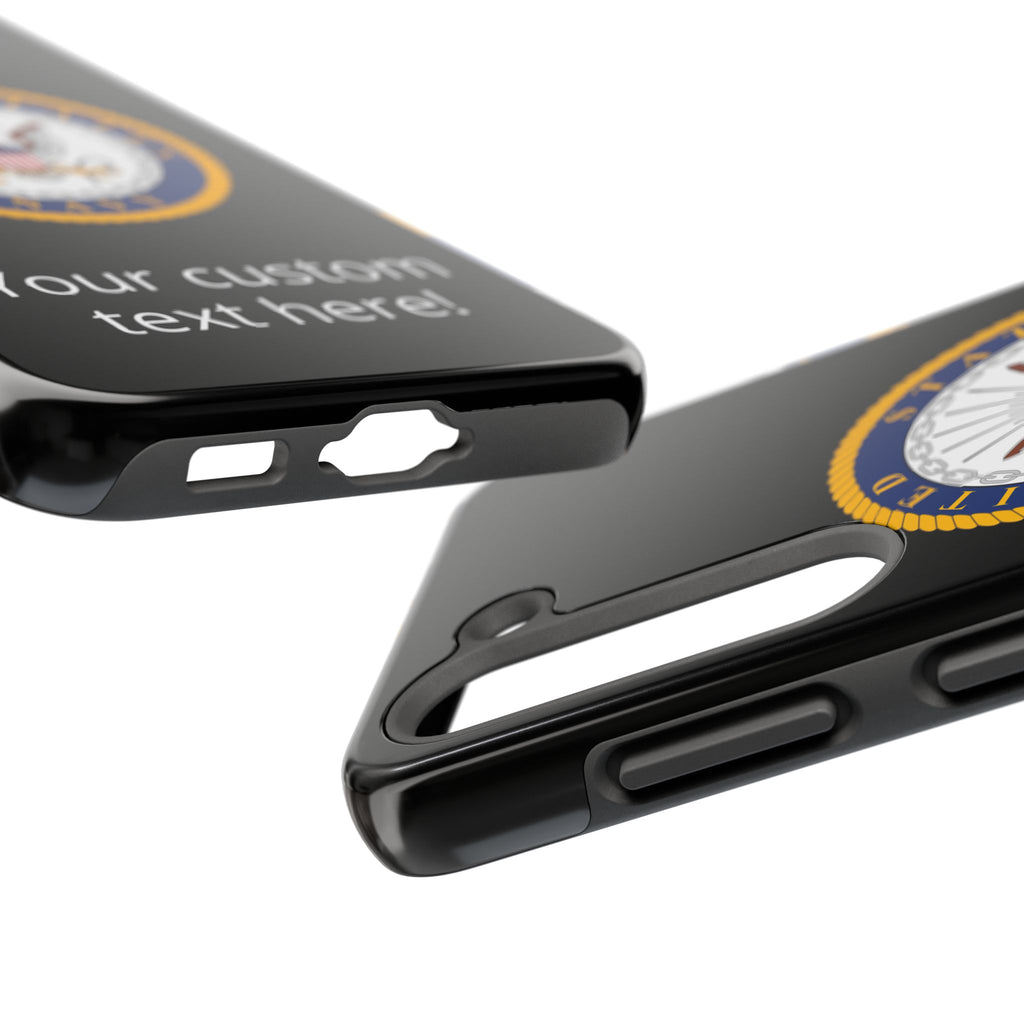 Navy Emblem Tough Phone Case — Custom Text Military iPhone Cover