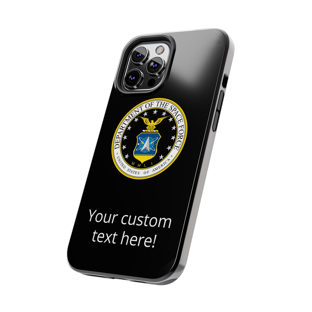 Space Force Tough Phone Case — Custom Text Military Emblem Protective Case