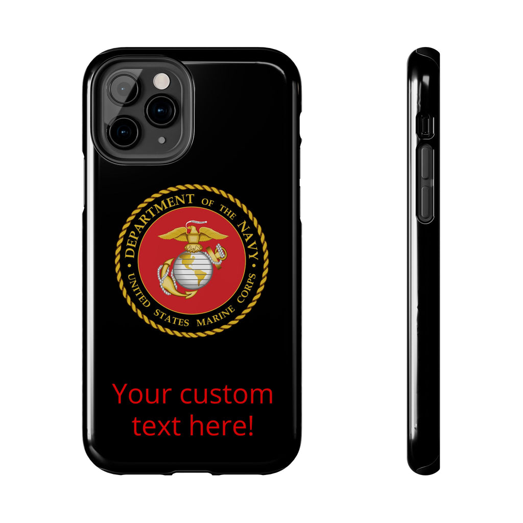 USMC Emblem Tough Phone Case — Custom Text Military iPhone Protector