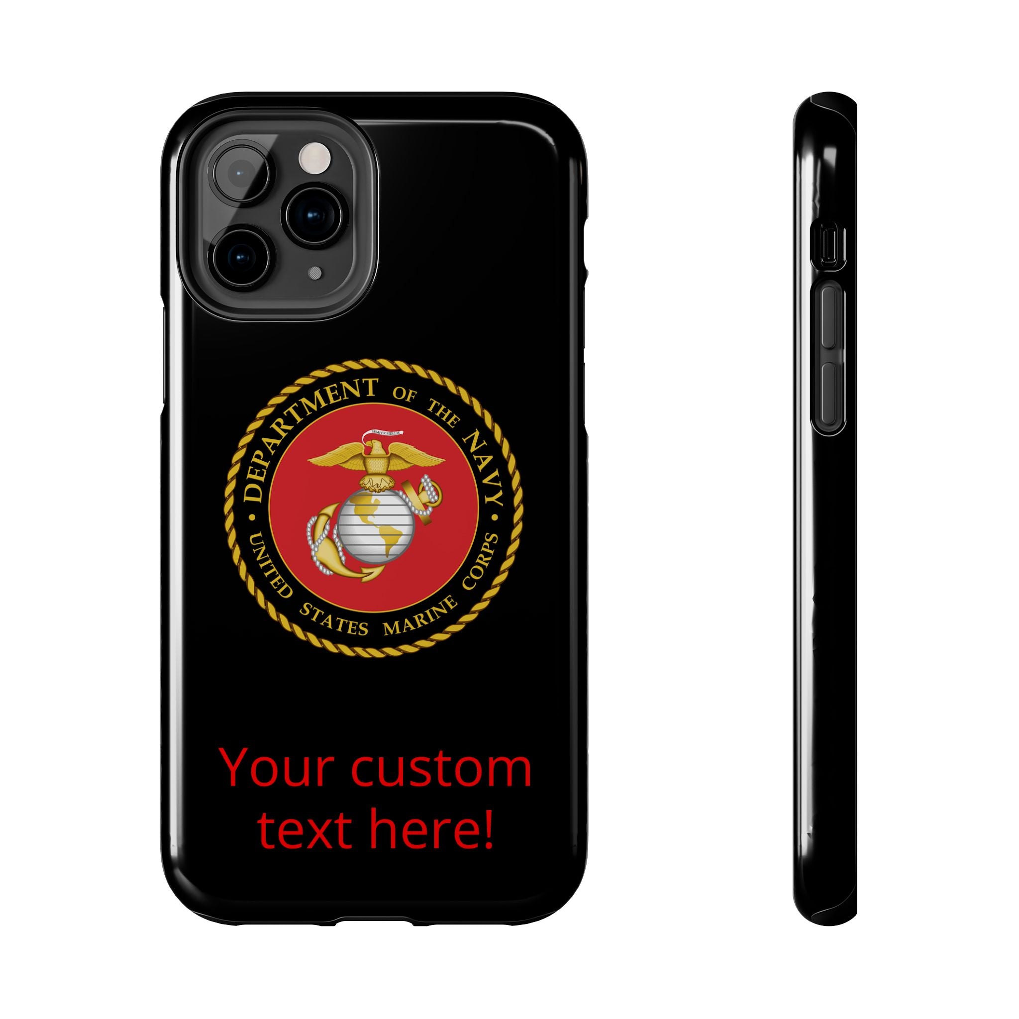 USMC Emblem Tough Phone Case — Custom Text Military iPhone Protector
