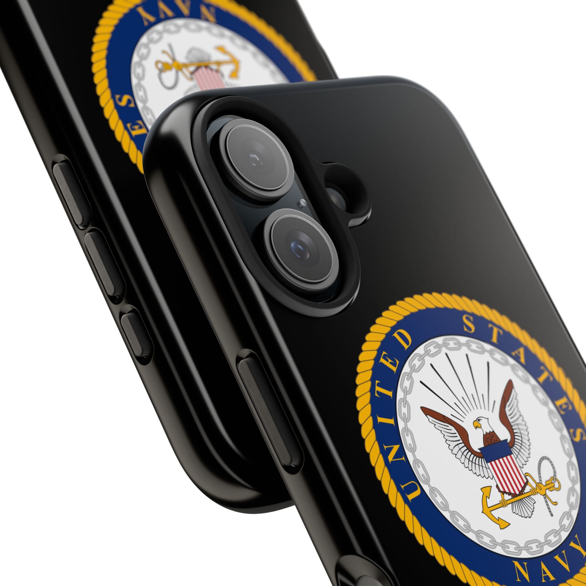 Navy Emblem Tough Phone Case — Custom Text Military iPhone Cover