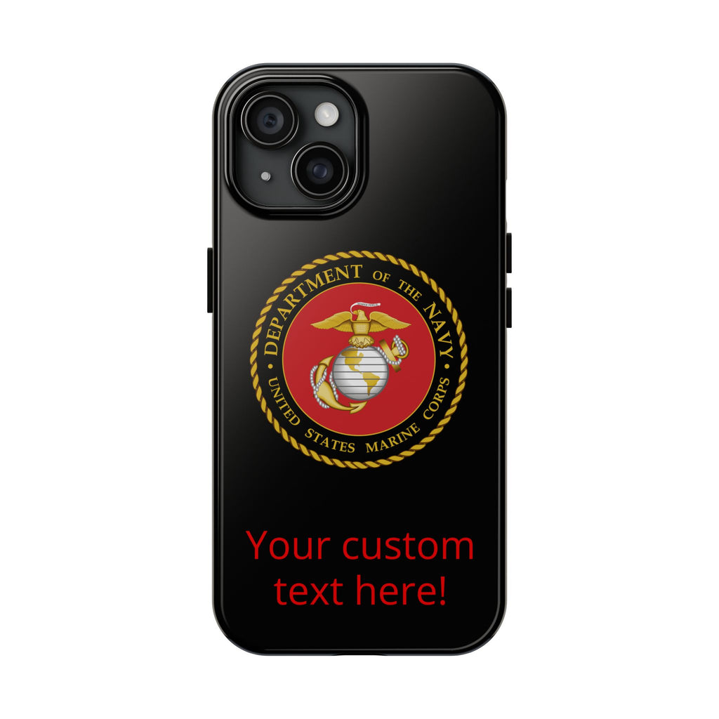 USMC Emblem Tough Phone Case — Custom Text Military iPhone Protector