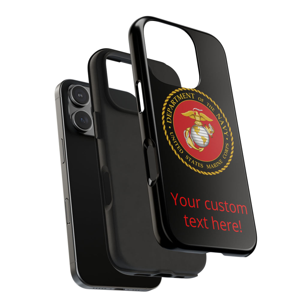 USMC Emblem Tough Phone Case — Custom Text Military iPhone Protector