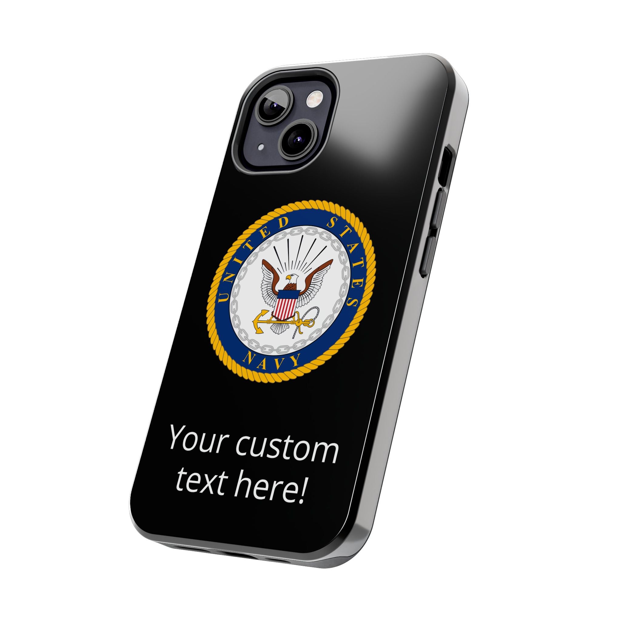 Navy Emblem Tough Phone Case — Custom Text Military iPhone Cover