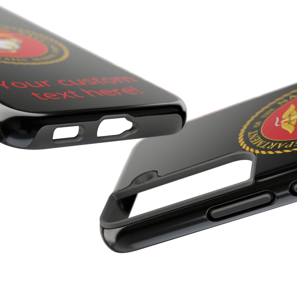 USMC Emblem Tough Phone Case — Custom Text Military iPhone Protector