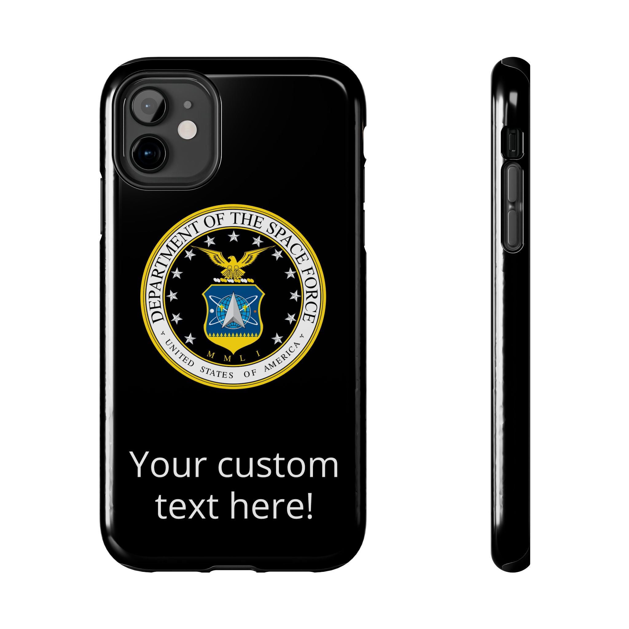 Space Force Tough Phone Case — Custom Text Military Emblem Protective Case