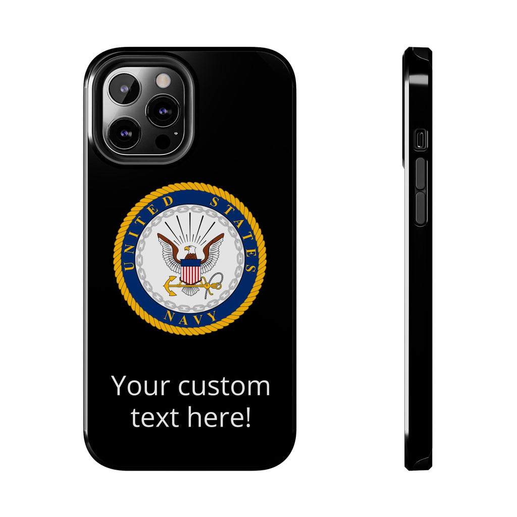 Navy Emblem Tough Phone Case — Custom Text Military iPhone Cover