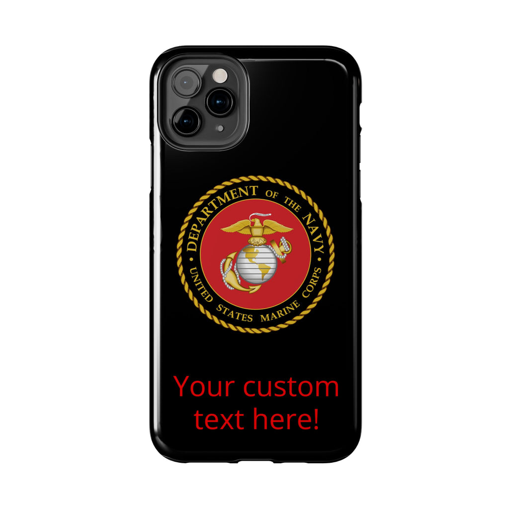 USMC Emblem Tough Phone Case — Custom Text Military iPhone Protector