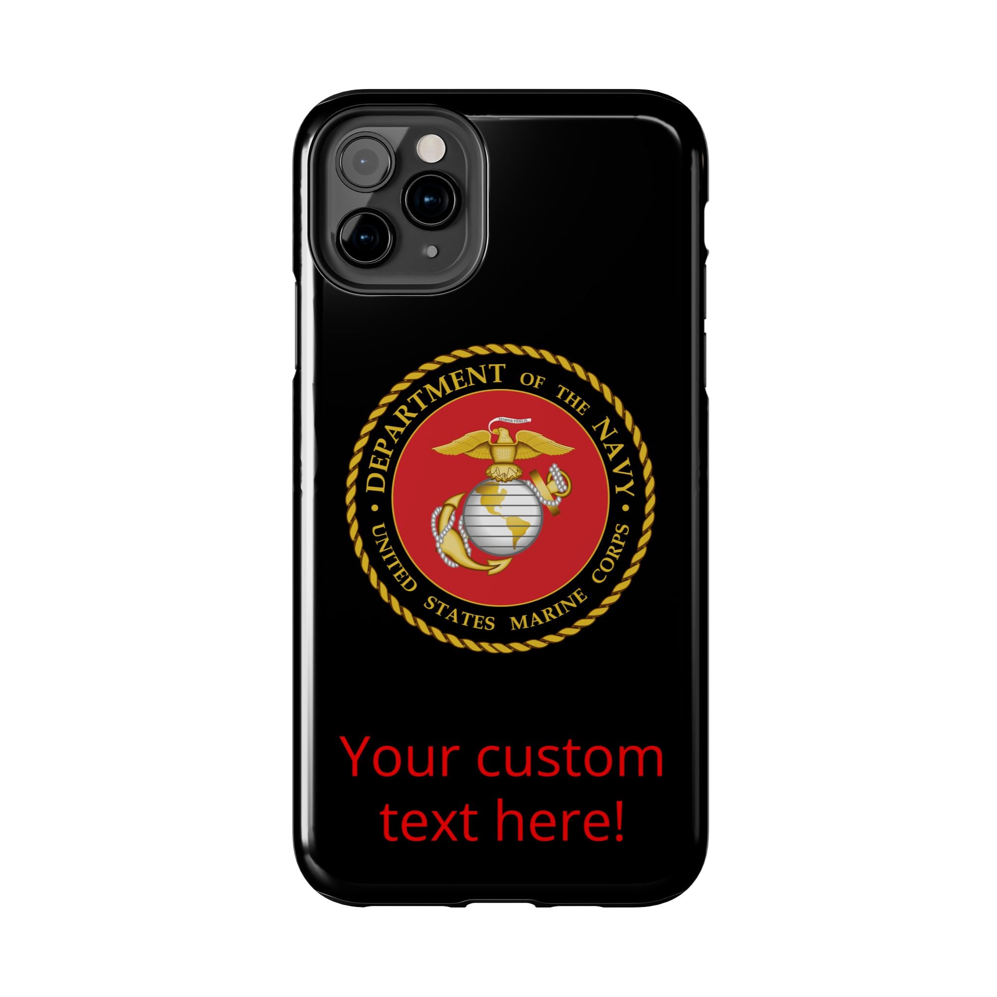 USMC Emblem Tough Phone Case — Custom Text Military iPhone Protector