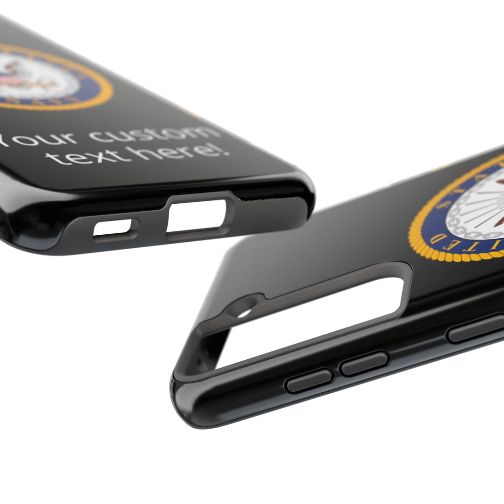 Navy Emblem Tough Phone Case — Custom Text Military iPhone Cover