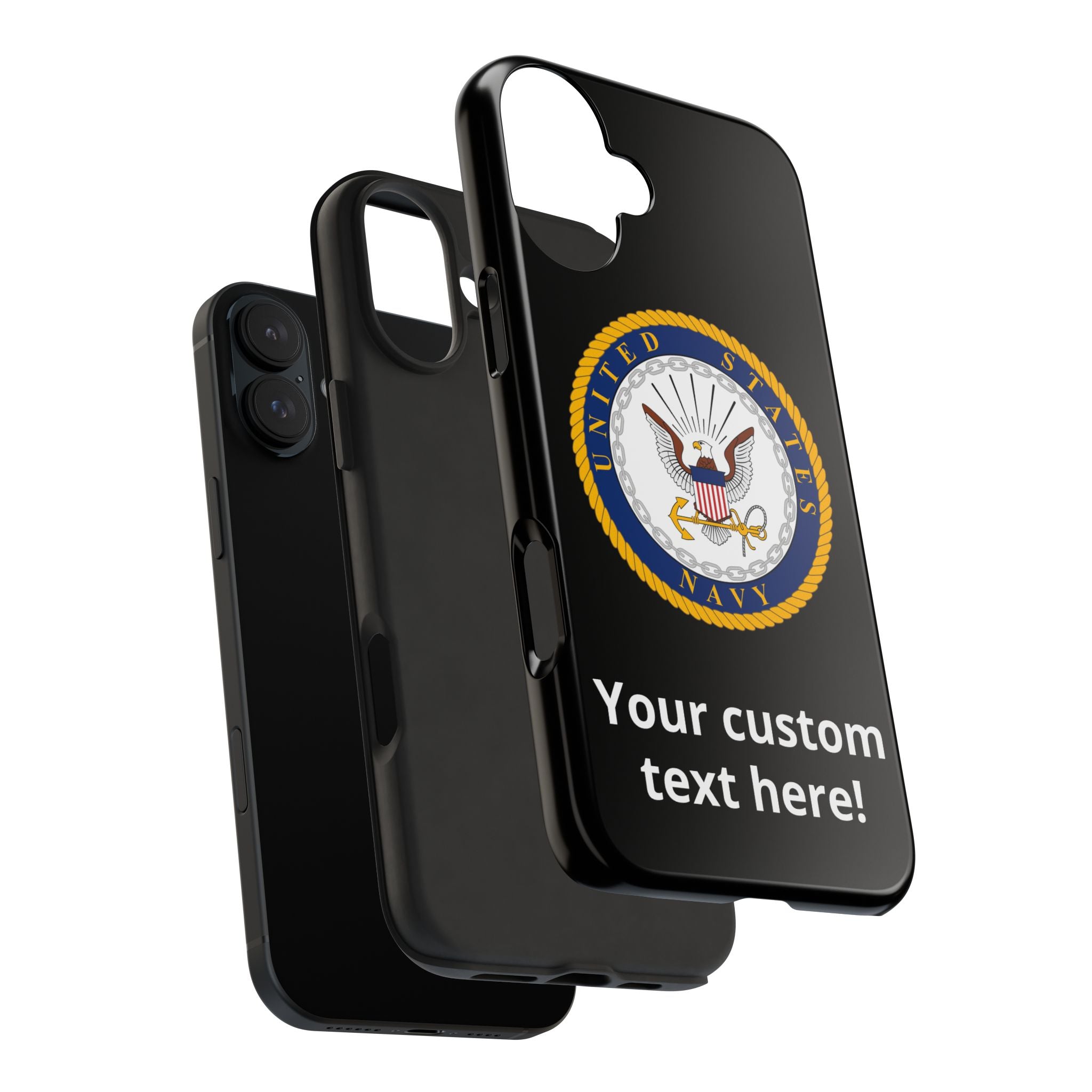Navy Emblem Tough Phone Case — Custom Text Military iPhone Cover