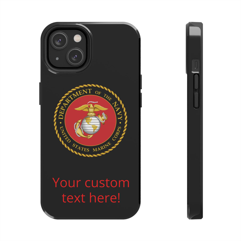 USMC Emblem Tough Phone Case — Custom Text Military iPhone Protector
