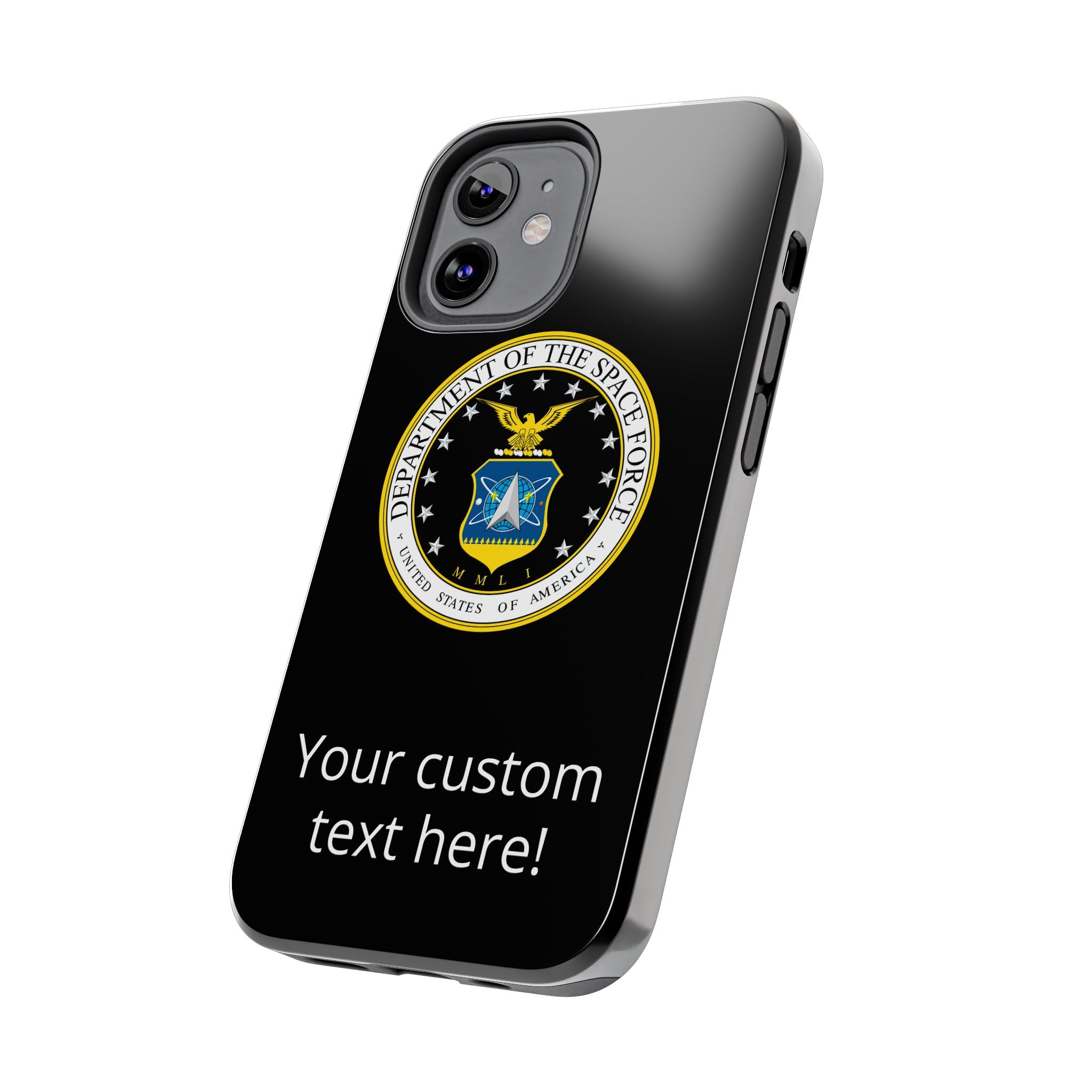 Space Force Tough Phone Case — Custom Text Military Emblem Protective Case