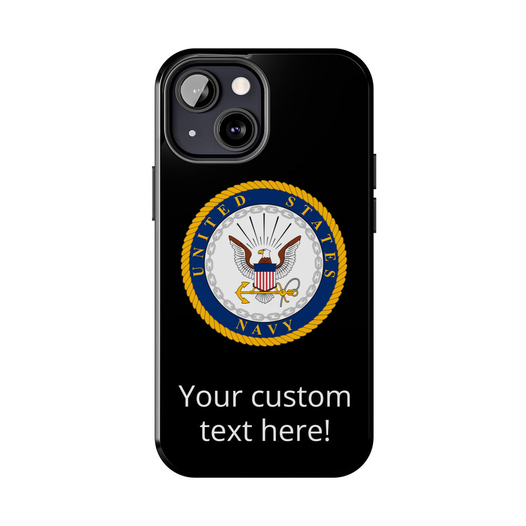 Navy Emblem Tough Phone Case — Custom Text Military iPhone Cover