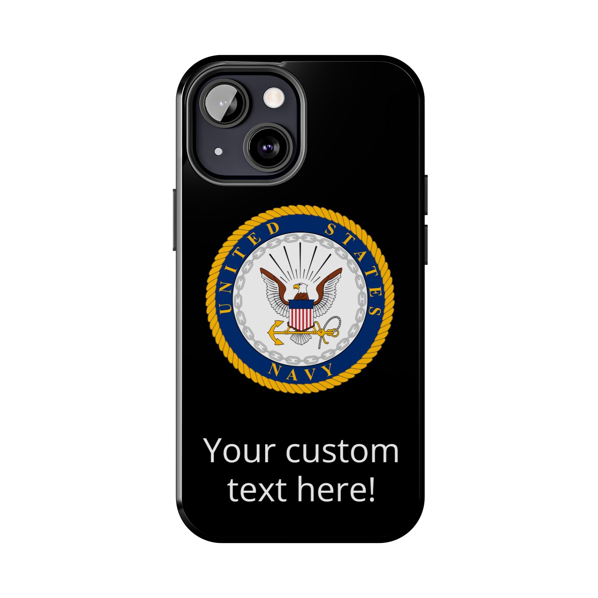 Navy Emblem Tough Phone Case — Custom Text Military iPhone Cover