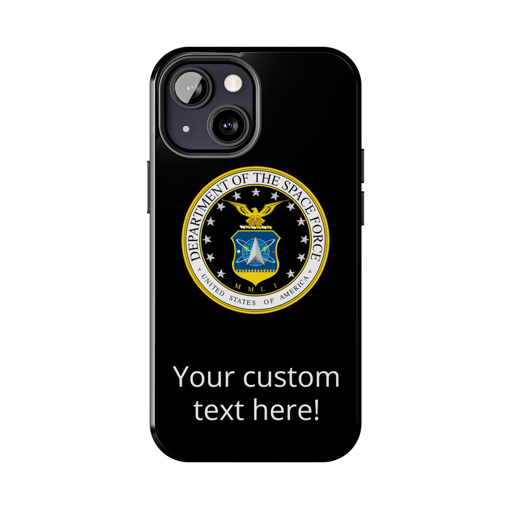 Space Force Tough Phone Case — Custom Text Military Emblem Protective Case