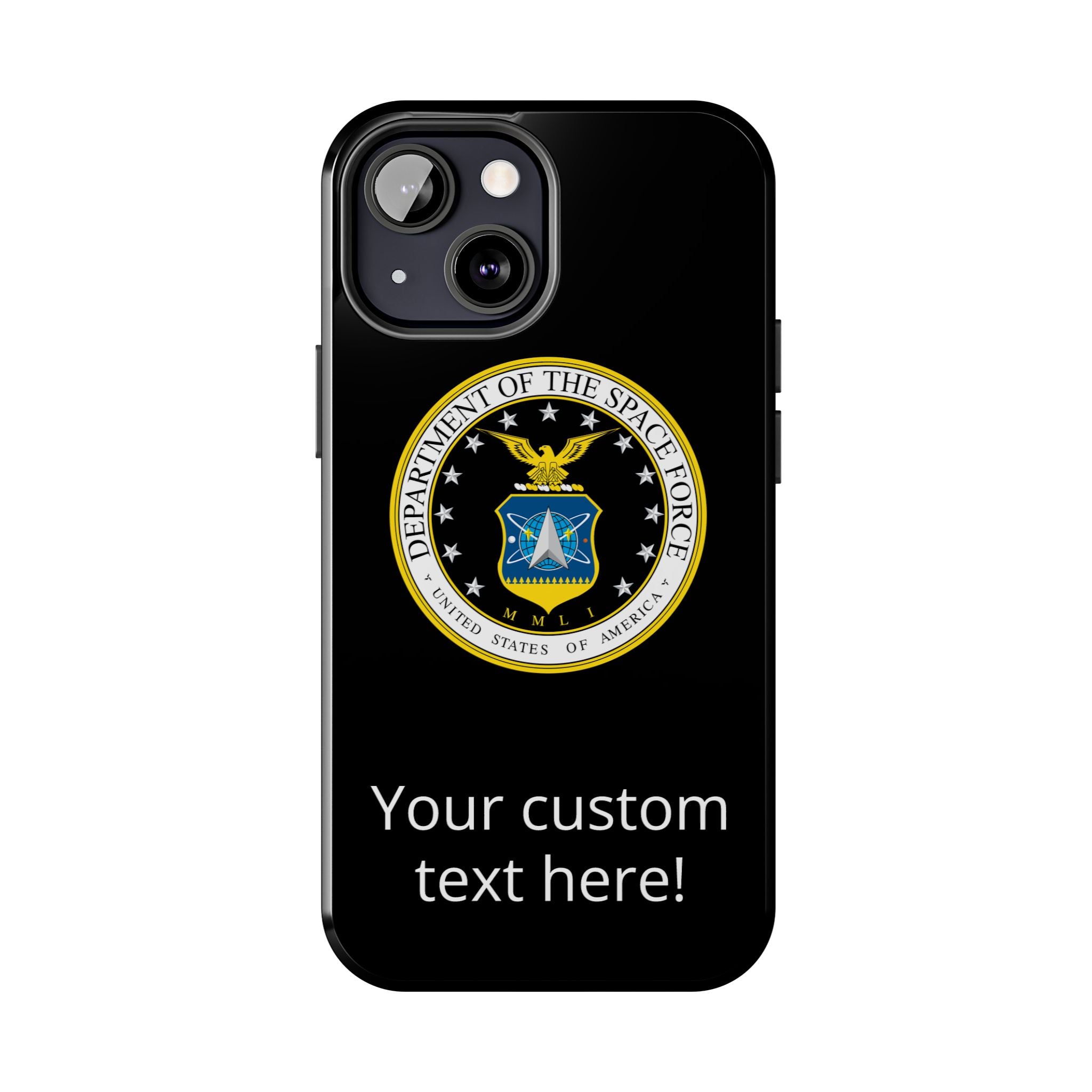 Space Force Tough Phone Case — Custom Text Military Emblem Protective Case