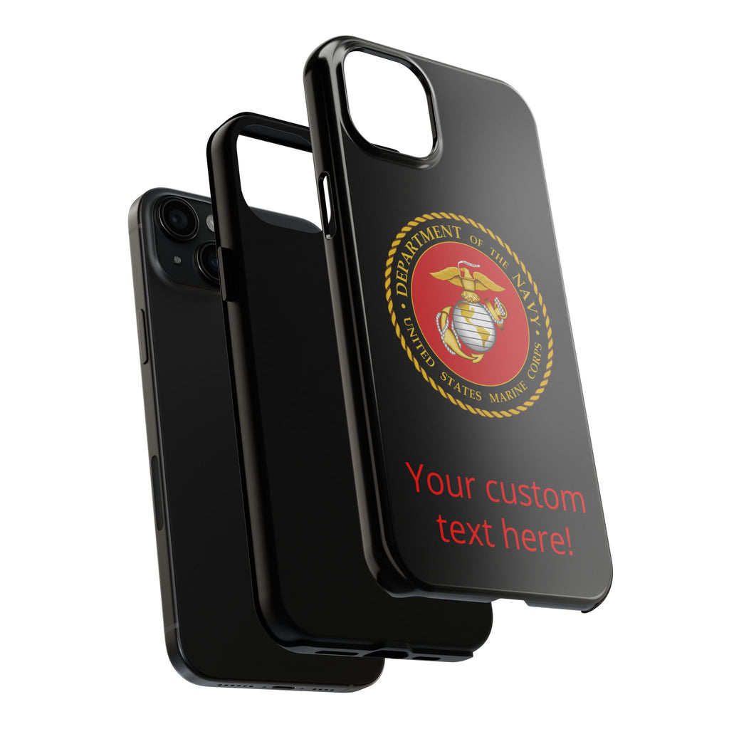 USMC Emblem Tough Phone Case — Custom Text Military iPhone Protector