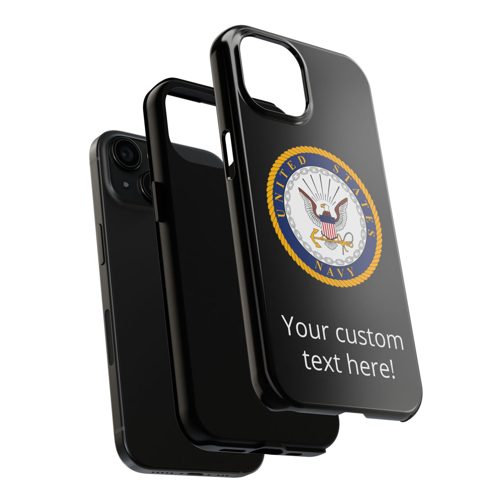 Navy Emblem Tough Phone Case — Custom Text Military iPhone Cover