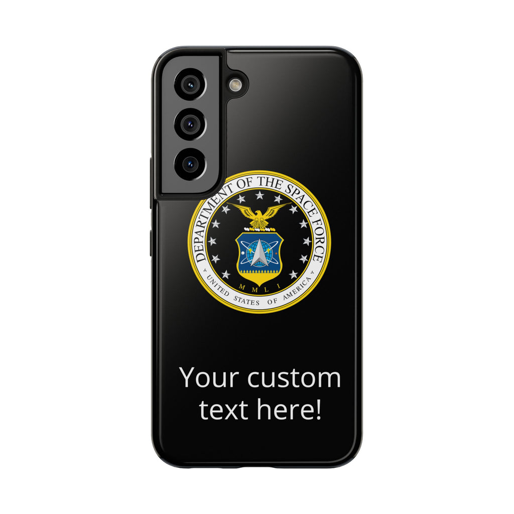 Space Force Tough Phone Case — Custom Text Military Emblem Protective Case
