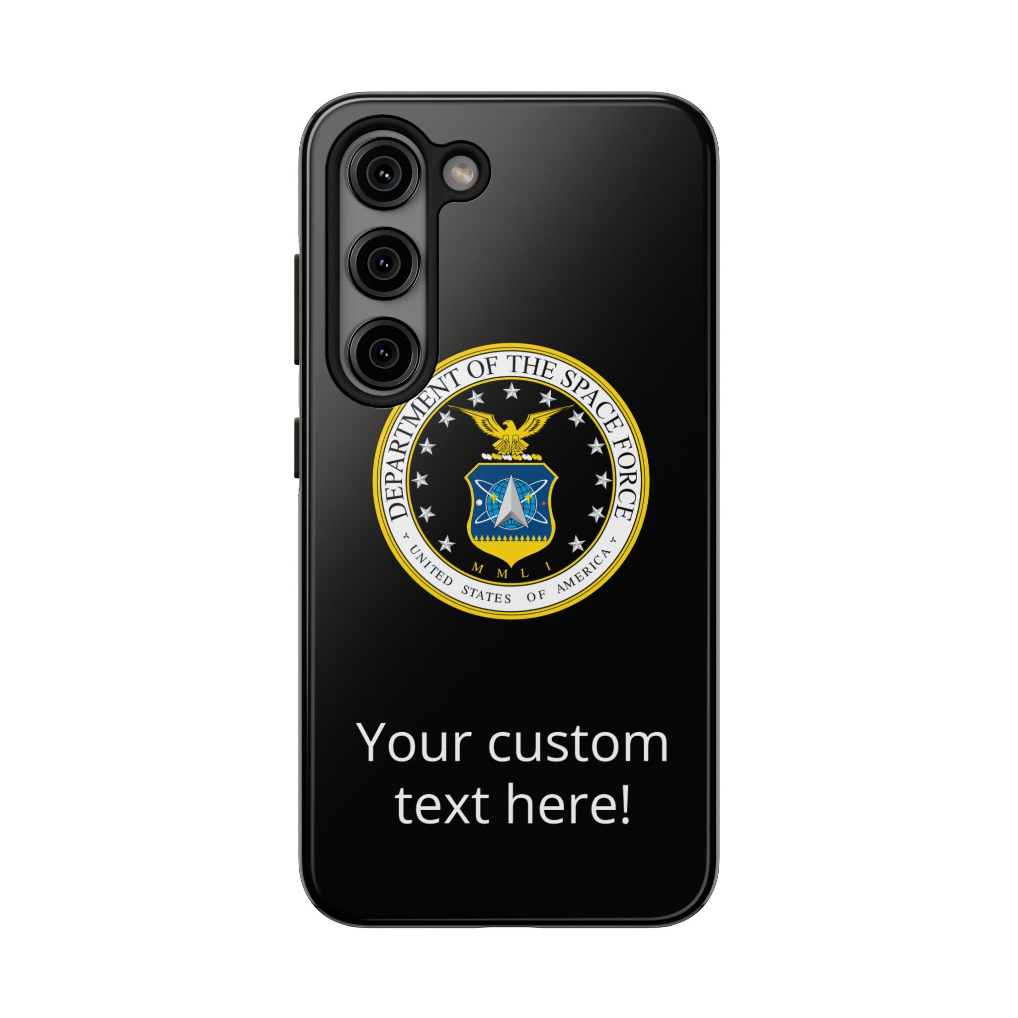 Space Force Tough Phone Case — Custom Text Military Emblem Protective Case