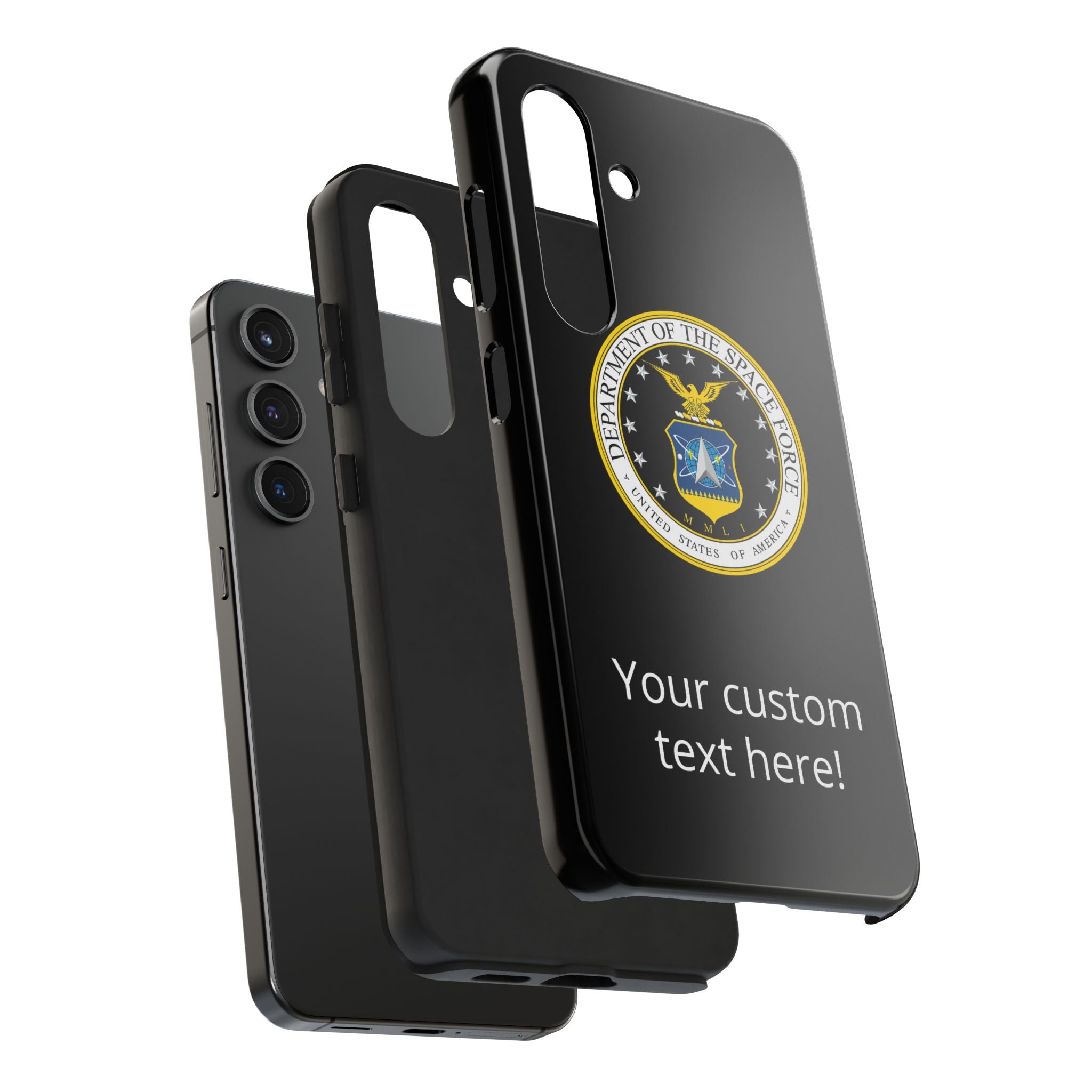 Space Force Tough Phone Case — Custom Text Military Emblem Protective Case