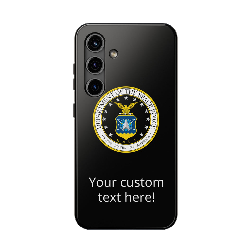 Space Force Tough Phone Case — Custom Text Military Emblem Protective Case