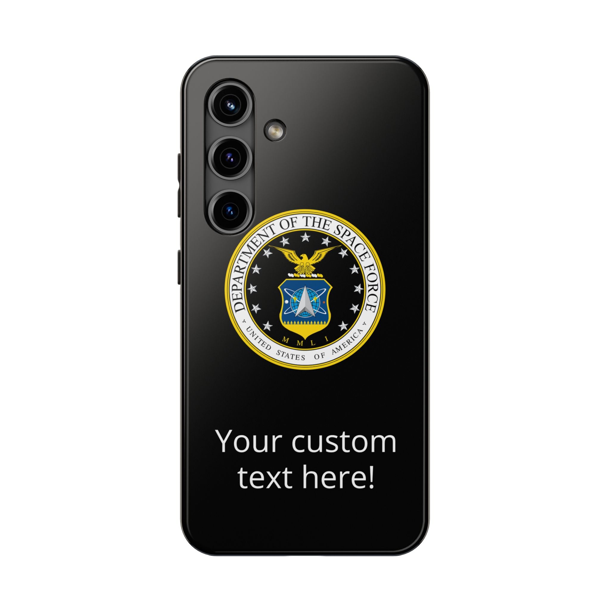 Space Force Tough Phone Case — Custom Text Military Emblem Protective Case