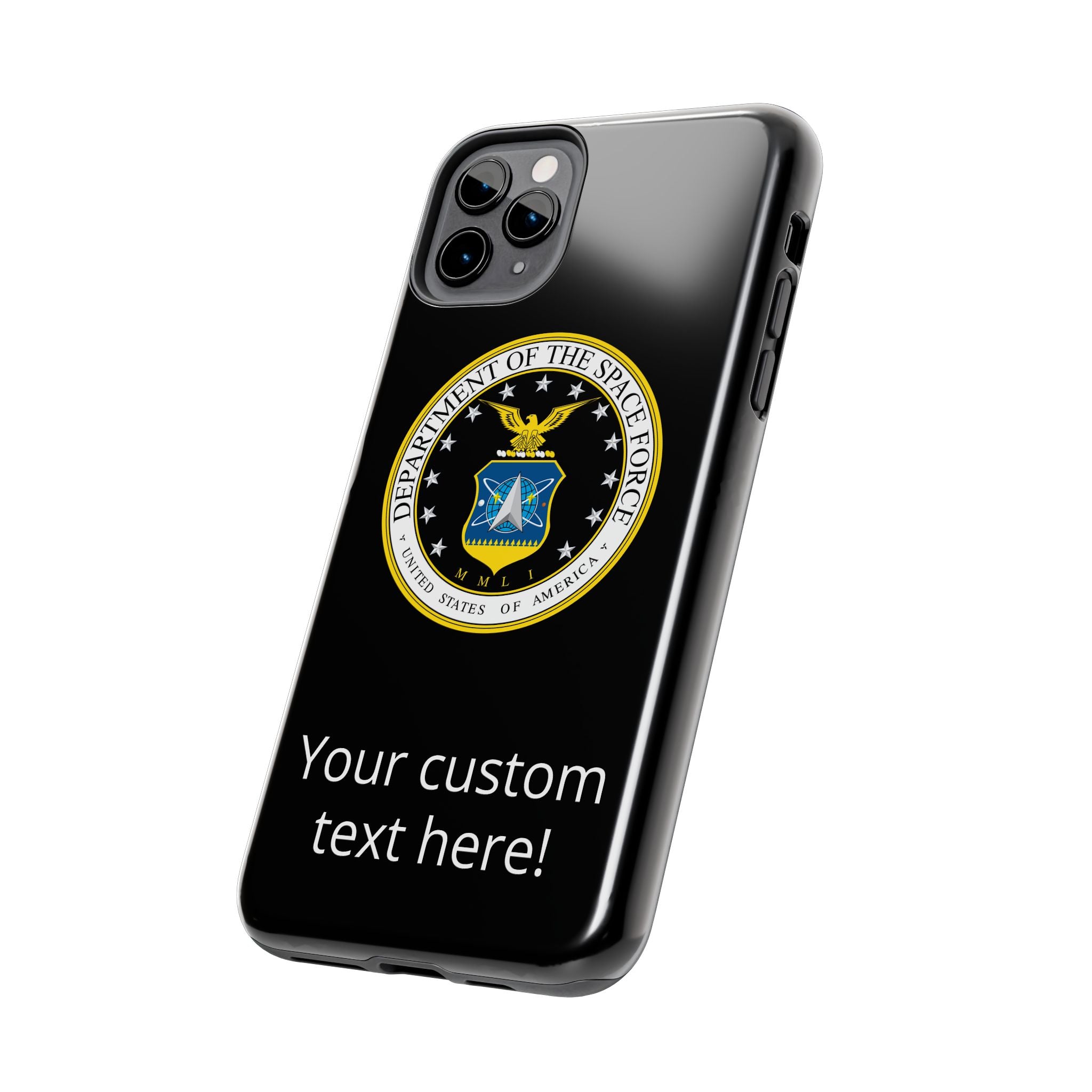 Space Force Tough Phone Case — Custom Text Military Emblem Protective Case