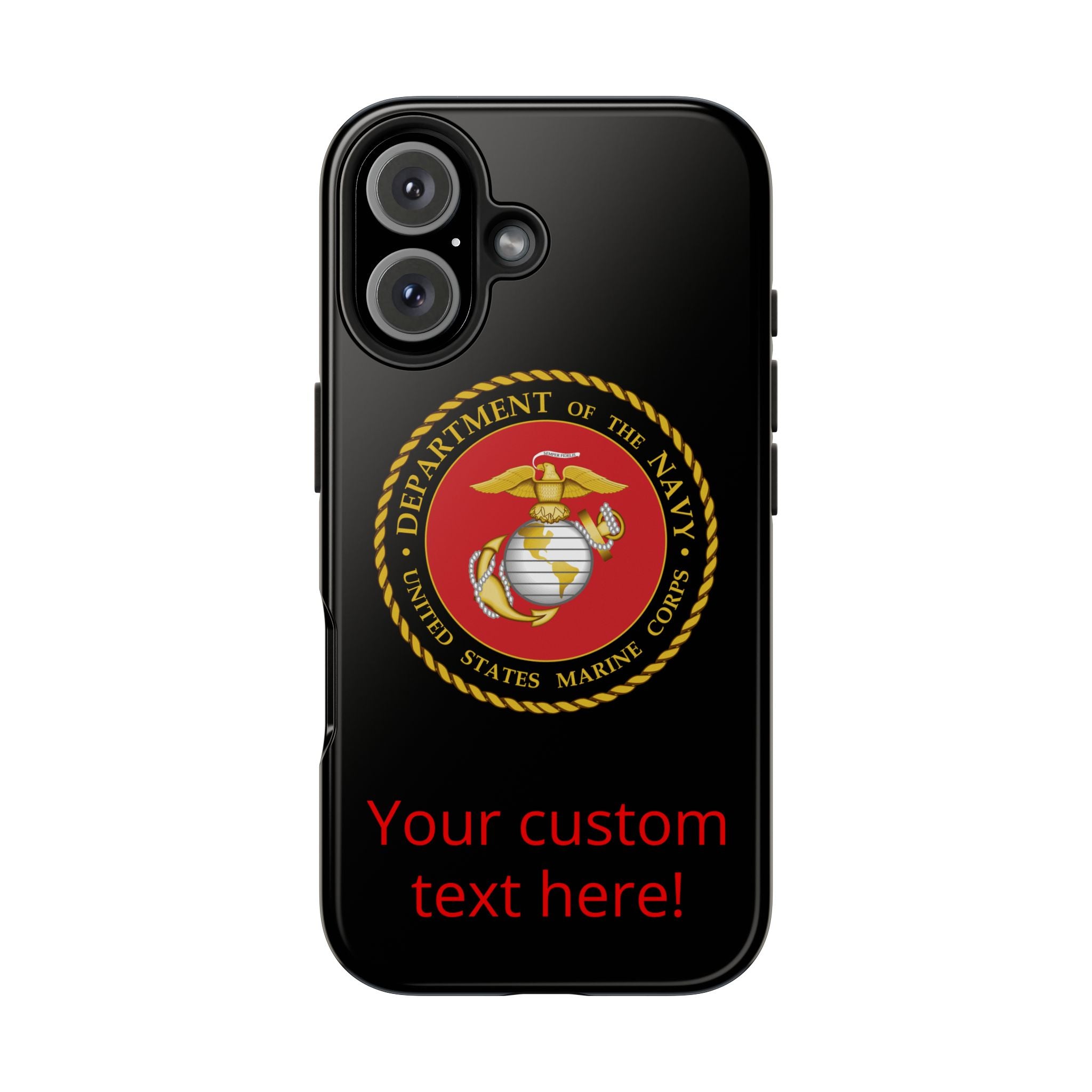 USMC Emblem Tough Phone Case — Custom Text Military iPhone Protector