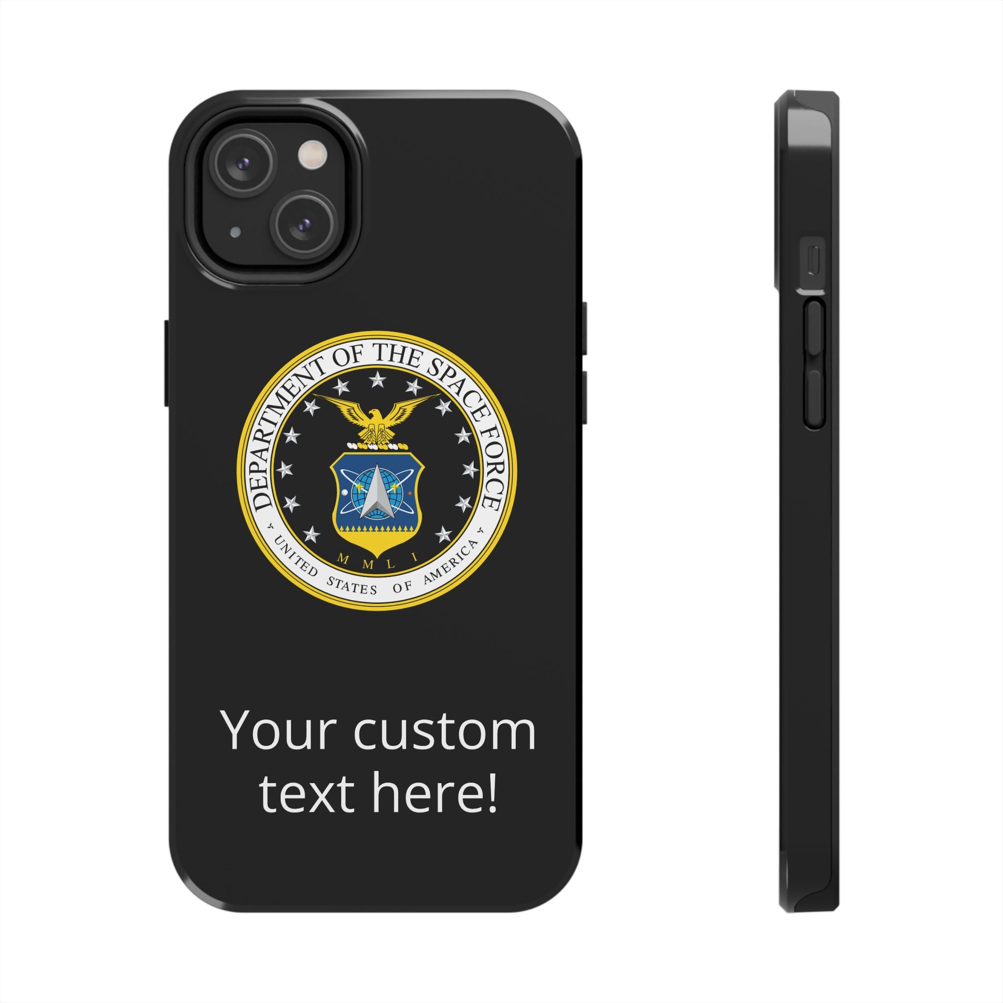 Space Force Tough Phone Case — Custom Text Military Emblem Protective Case