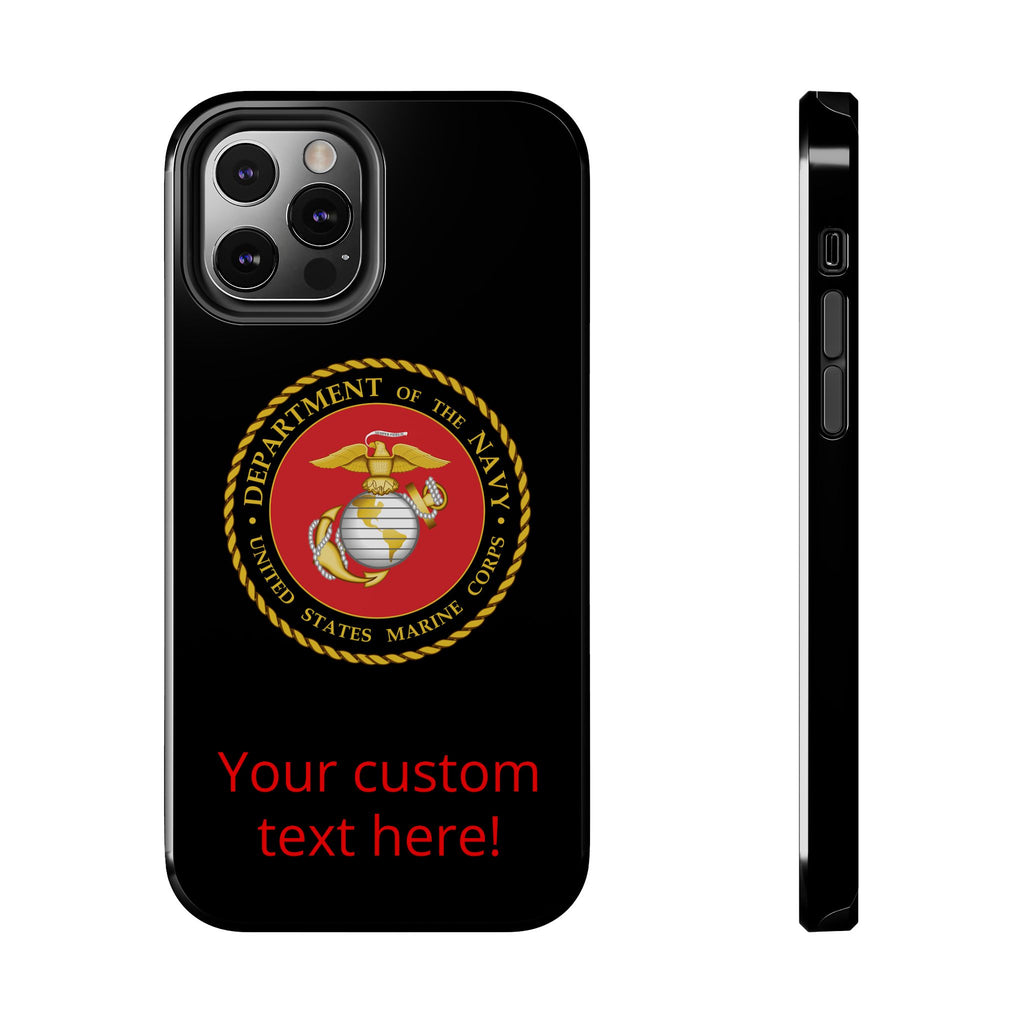 USMC Emblem Tough Phone Case — Custom Text Military iPhone Protector
