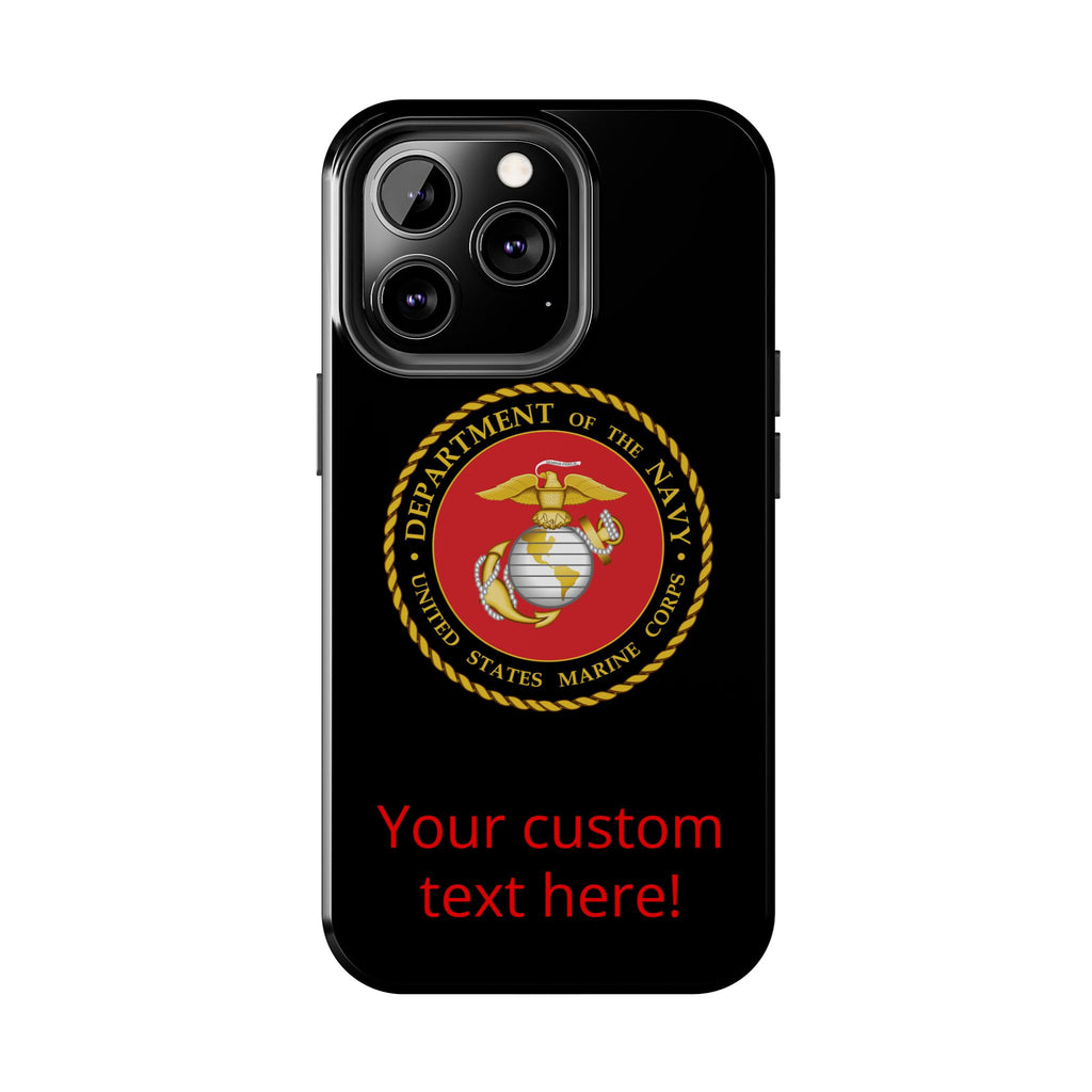 USMC Emblem Tough Phone Case — Custom Text Military iPhone Protector
