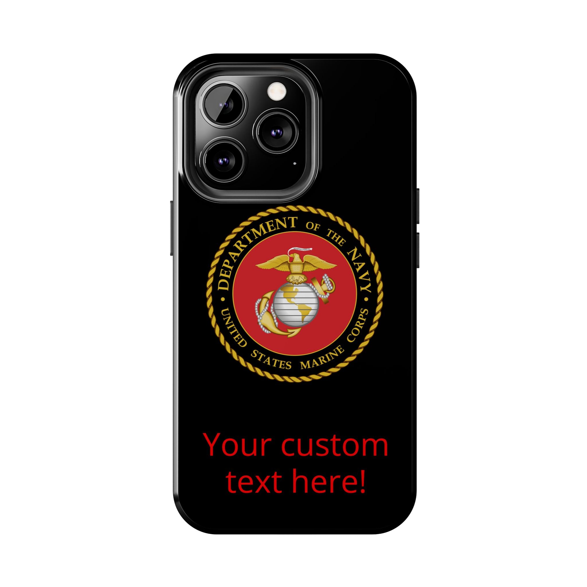 USMC Emblem Tough Phone Case — Custom Text Military iPhone Protector