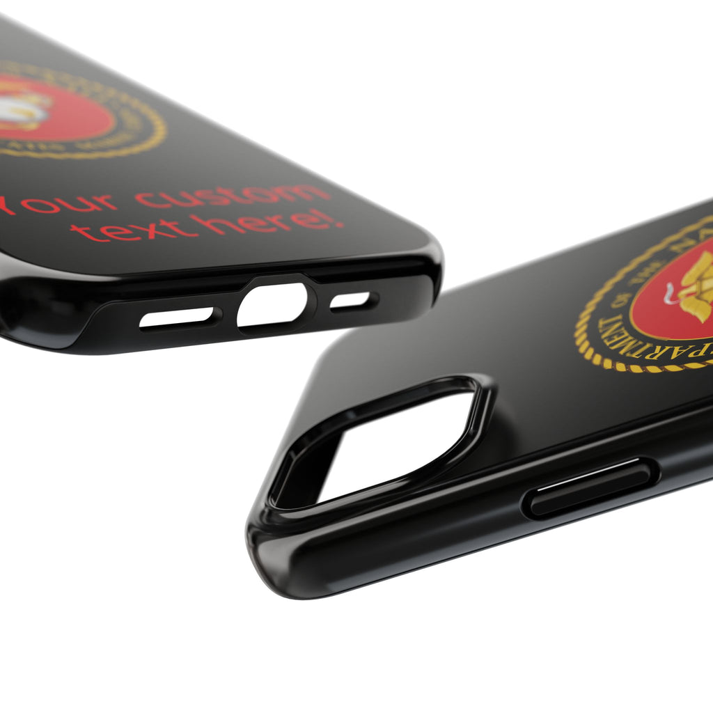 USMC Emblem Tough Phone Case — Custom Text Military iPhone Protector