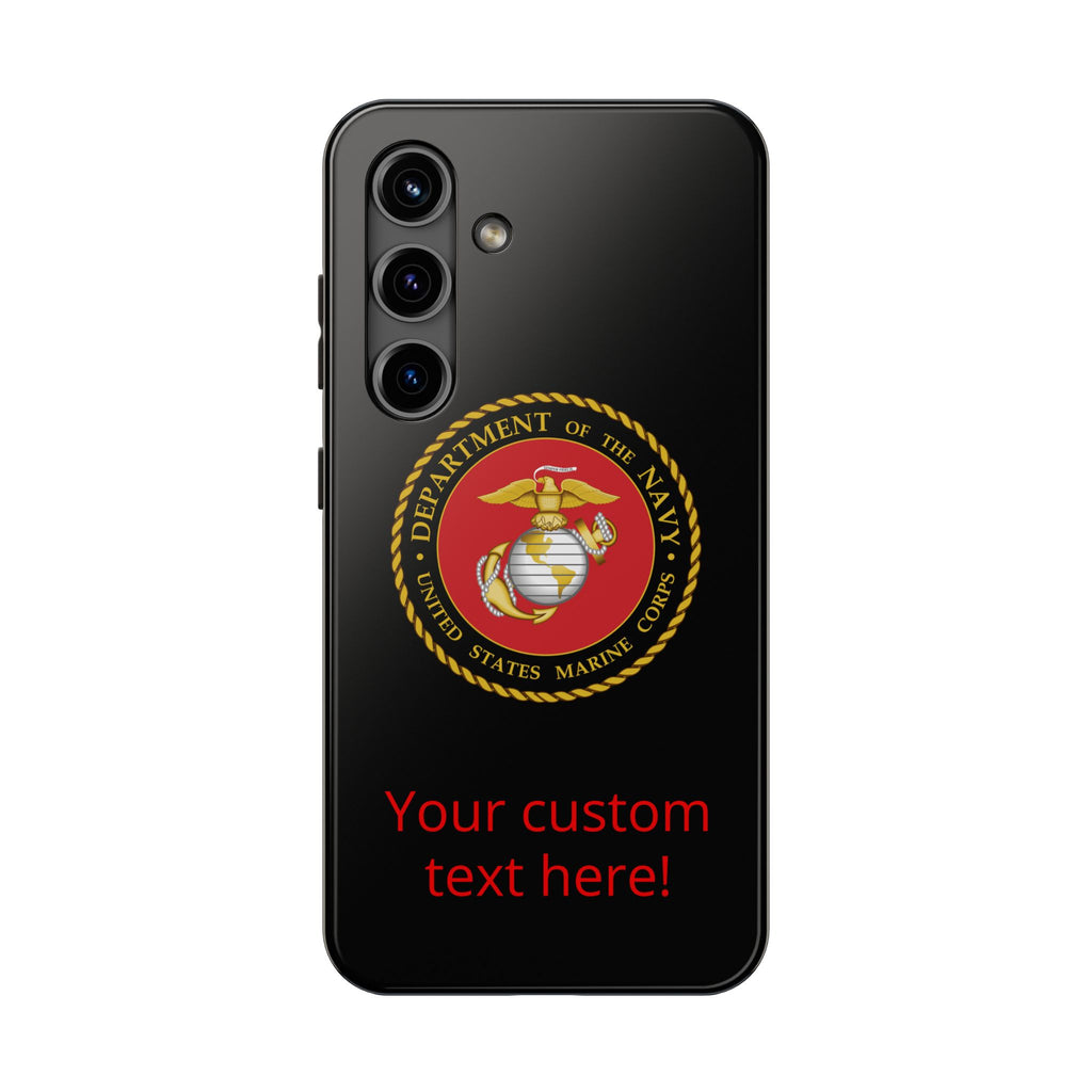 USMC Emblem Tough Phone Case — Custom Text Military iPhone Protector