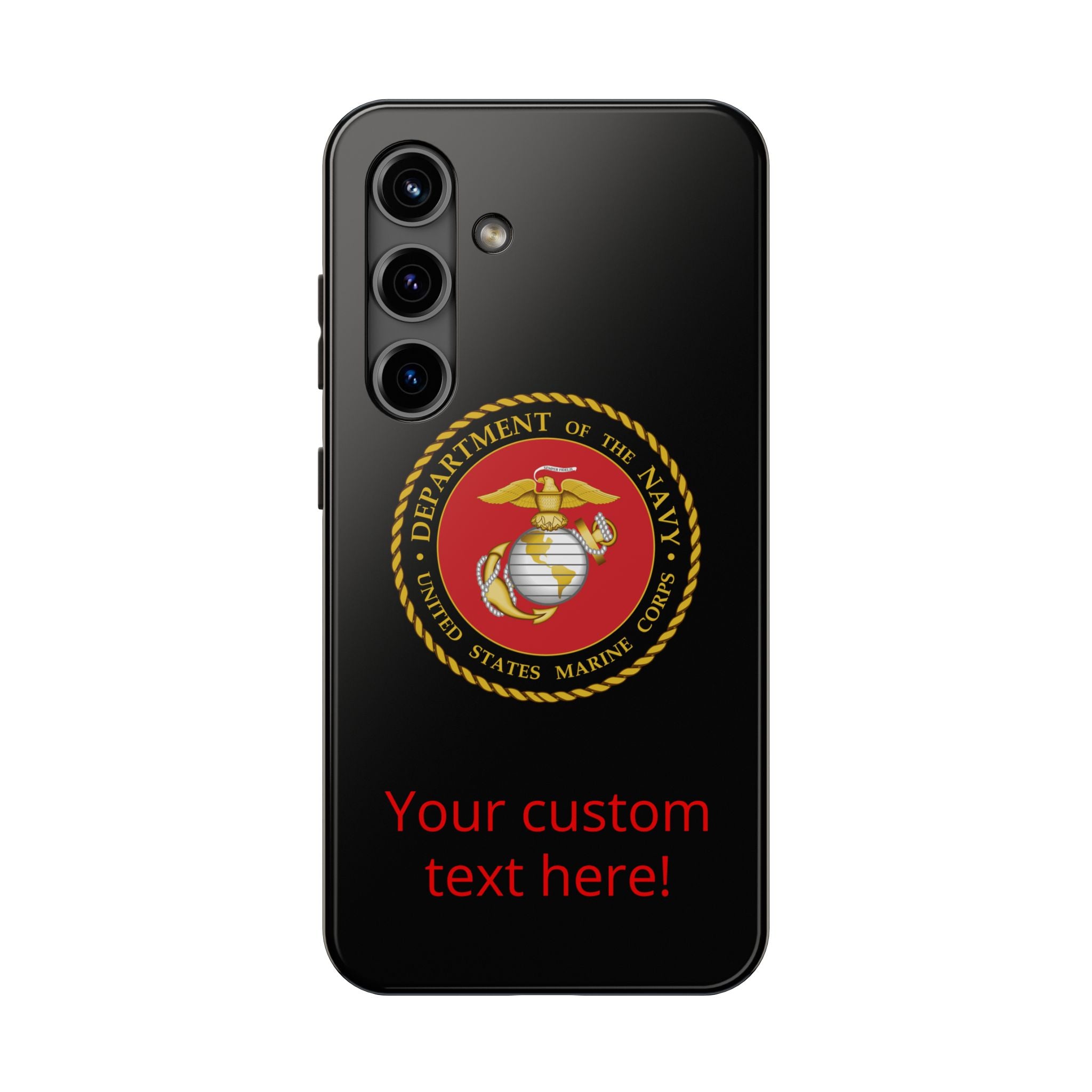 USMC Emblem Tough Phone Case — Custom Text Military iPhone Protector