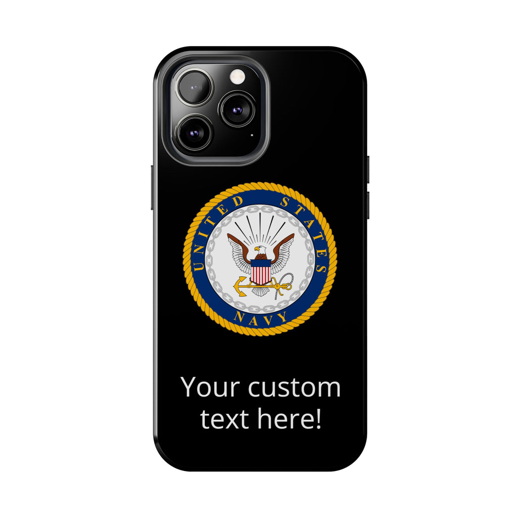 Navy Emblem Tough Phone Case — Custom Text Military iPhone Cover