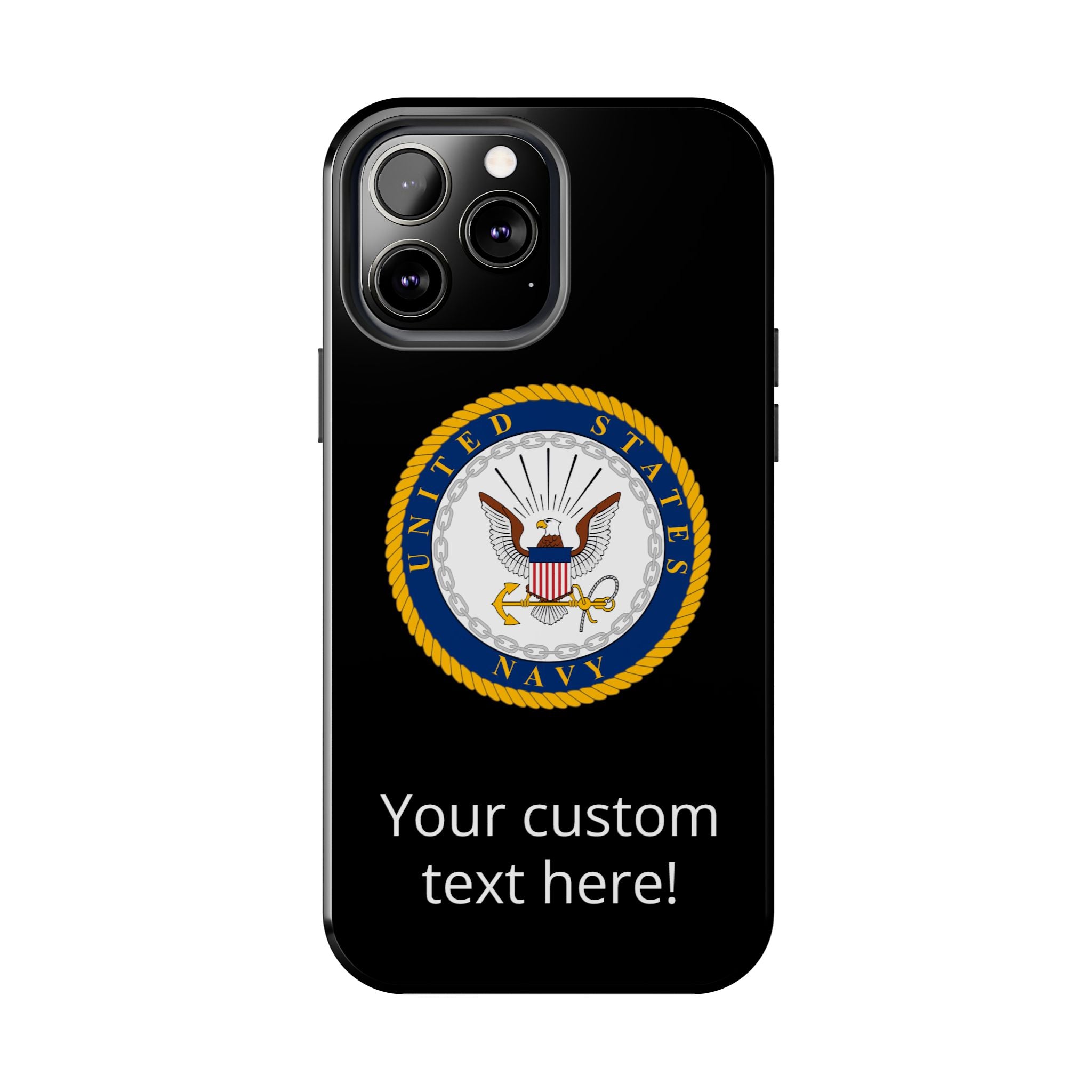 Navy Emblem Tough Phone Case — Custom Text Military iPhone Cover