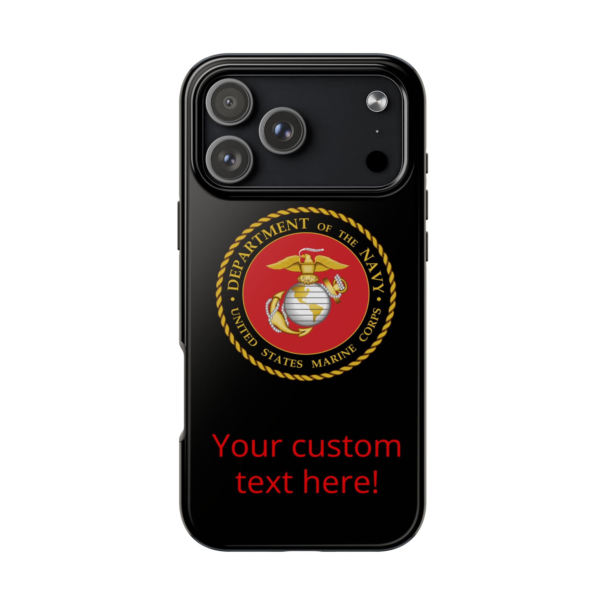 USMC Emblem Tough Phone Case — Custom Text Military iPhone Protector