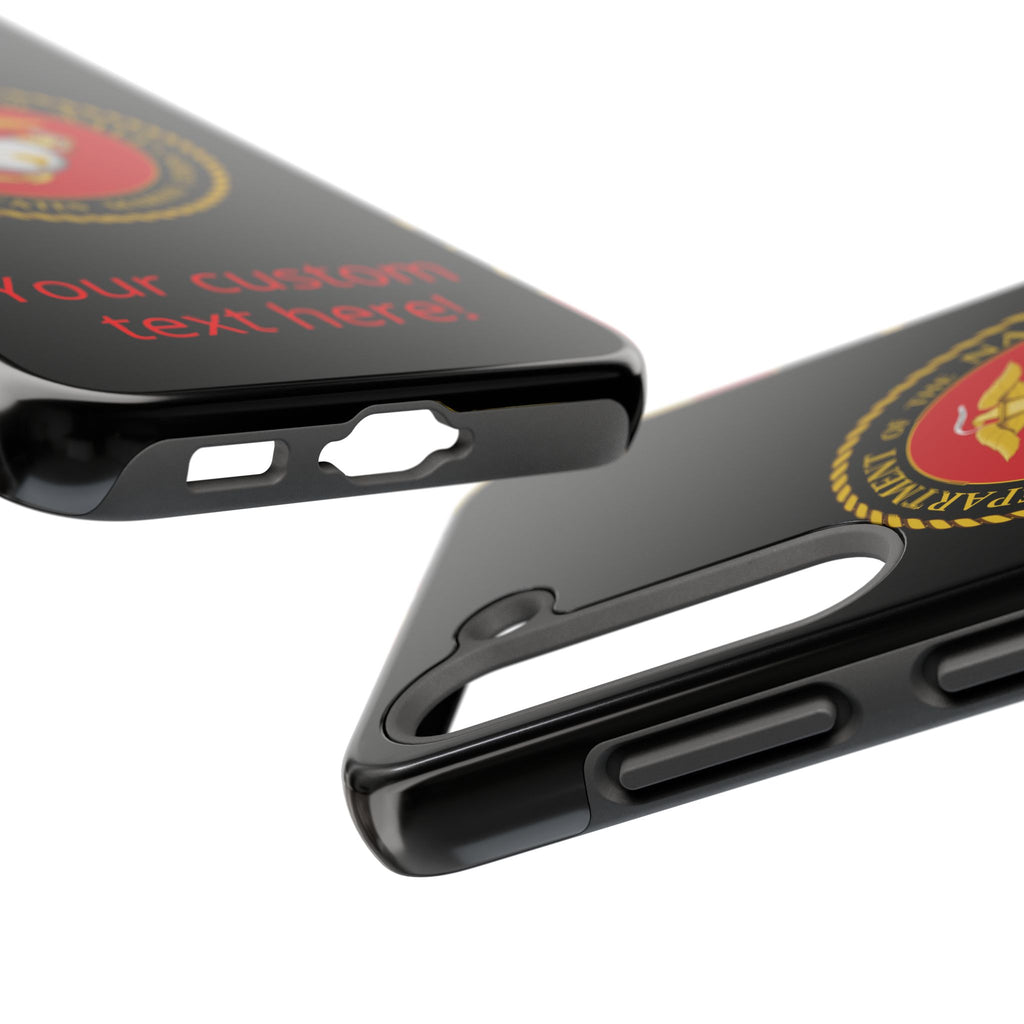 USMC Emblem Tough Phone Case — Custom Text Military iPhone Protector