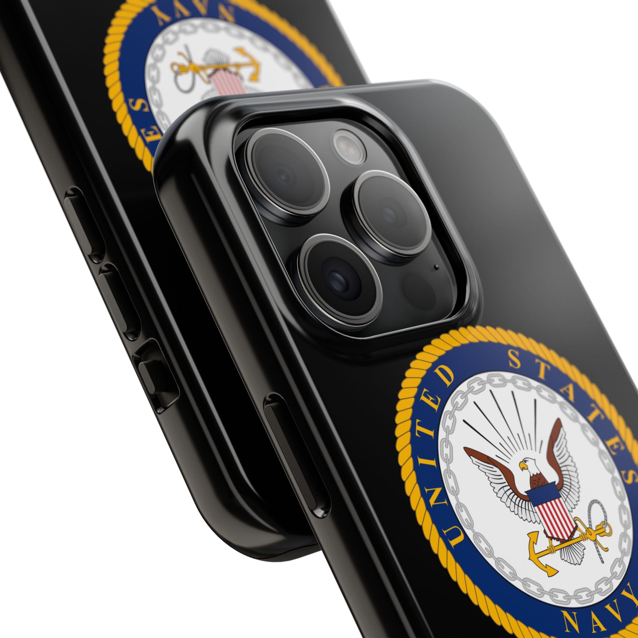 Navy Emblem Tough Phone Case — Custom Text Military iPhone Cover
