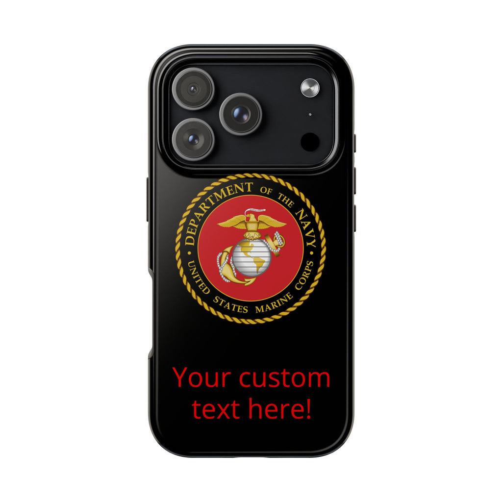 USMC Emblem Tough Phone Case — Custom Text Military iPhone Protector