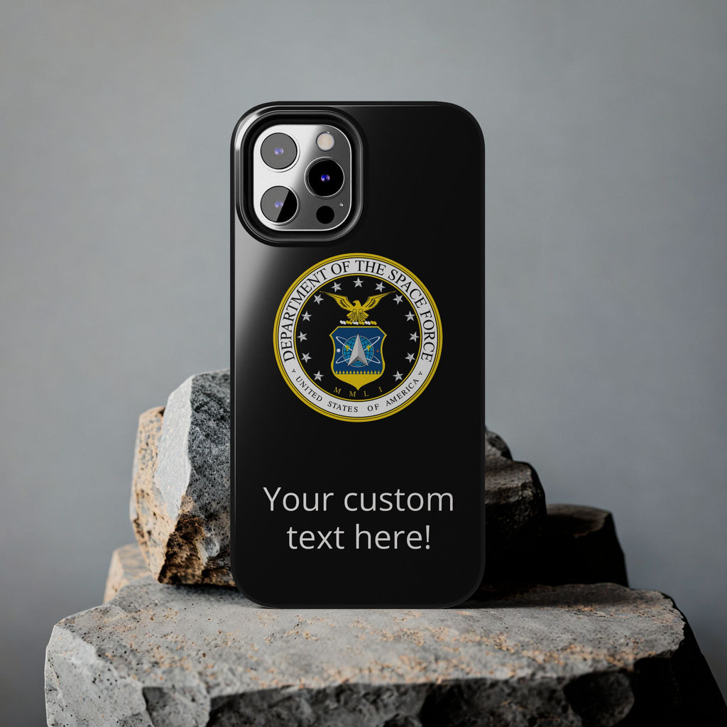 Space Force Tough Phone Case — Custom Text Military Emblem Protective Case