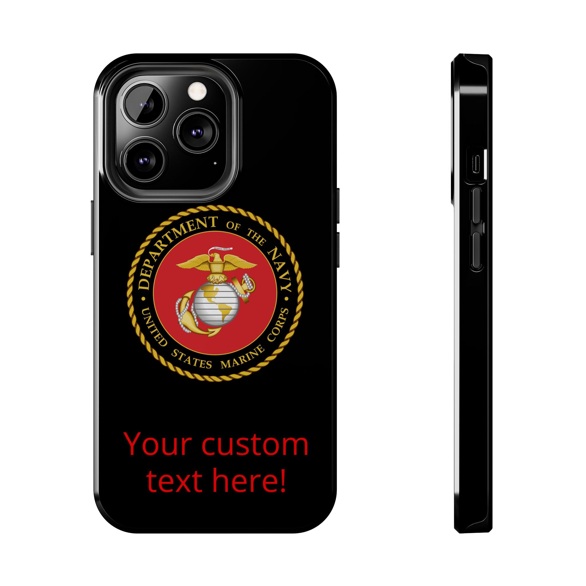 USMC Emblem Tough Phone Case — Custom Text Military iPhone Protector